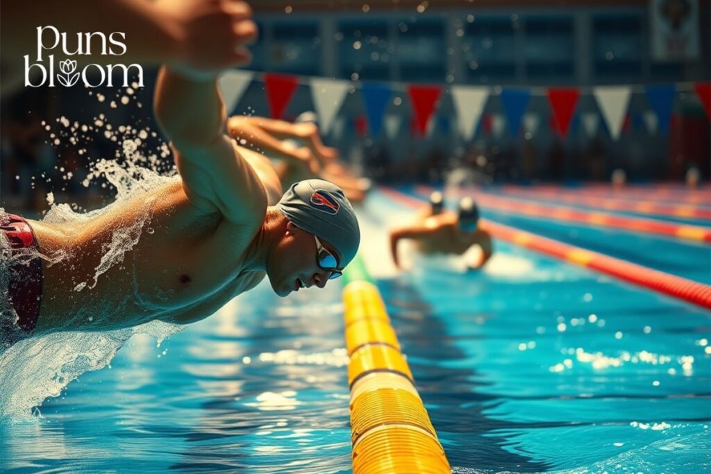 Competitive swimming puns